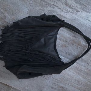 Hammit suede and leather fringe shoulder bag